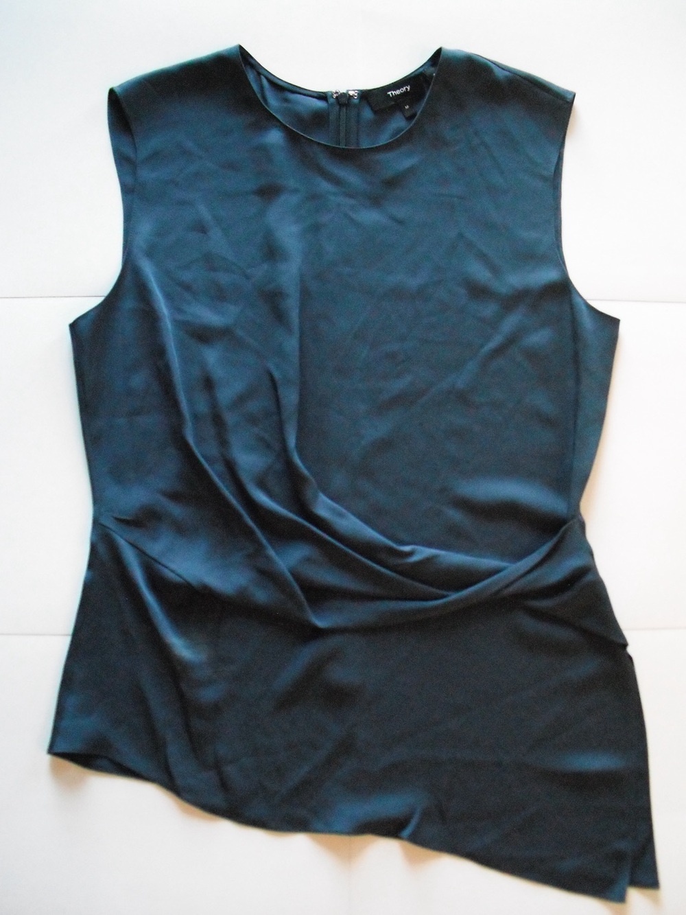 Theory Blue Draped Sleeveless Silk Top